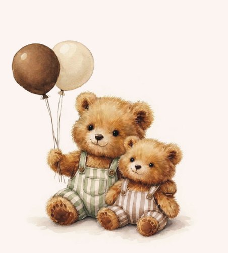Baby bears with balloons